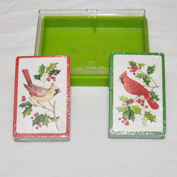 Vintage Hallmark Bridge Playing Cards Cardinals 2 Decks In Case New Old Stock - Picture 4 of 5